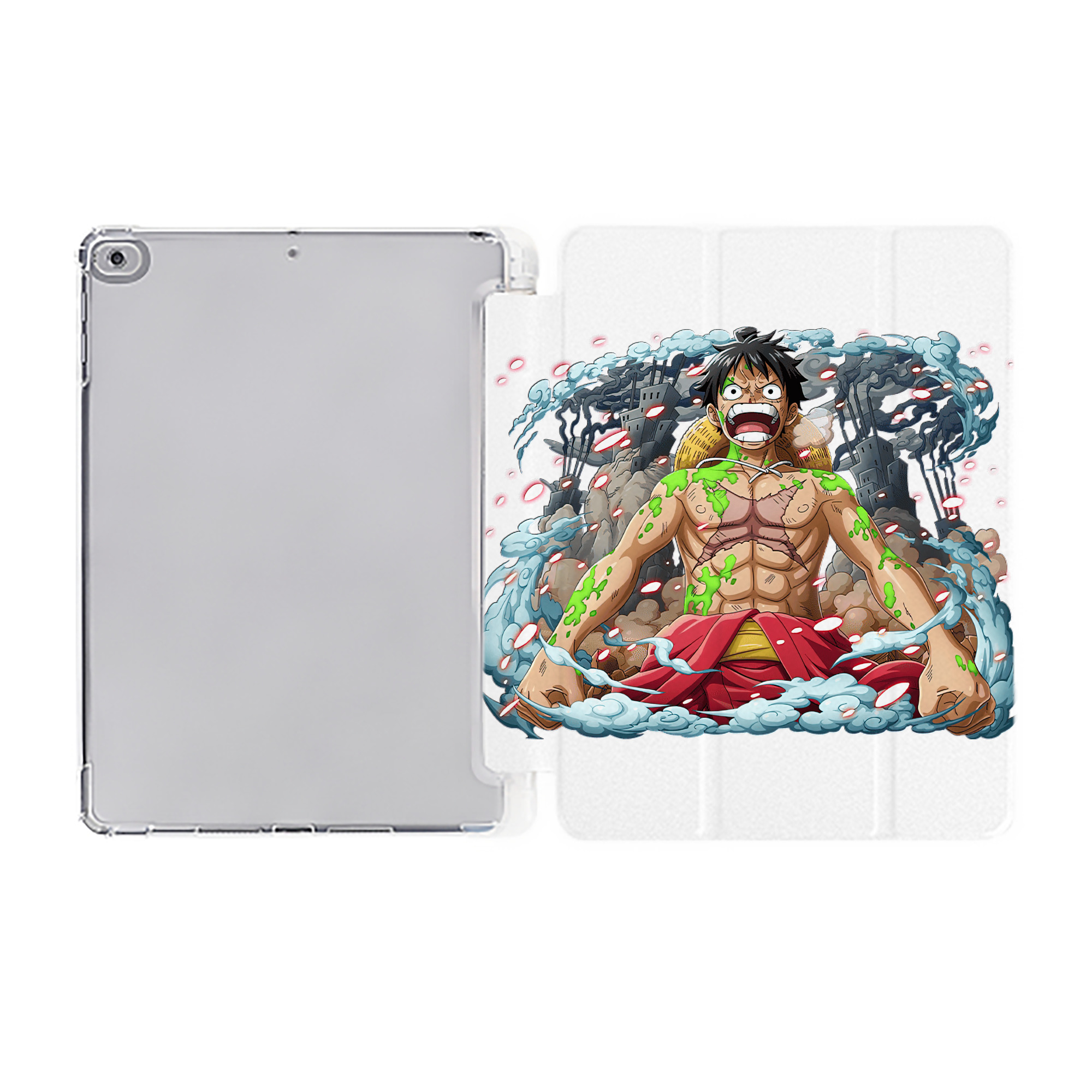 （画像用） ワンピース モンキー・D・ルフィ ONE PIECE Monkey D. Luffy IPad ケース ペン収納付き 三つ折りスタンド PUレザー×シリコン 対応機種9.5/10.5/10.9インチ